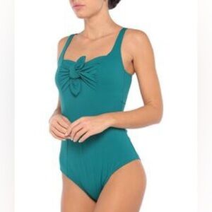 NWT Maison Lejaby Norma Jeane Ballerina Swimsuit One Piece Underwire Teal Sz 32F
